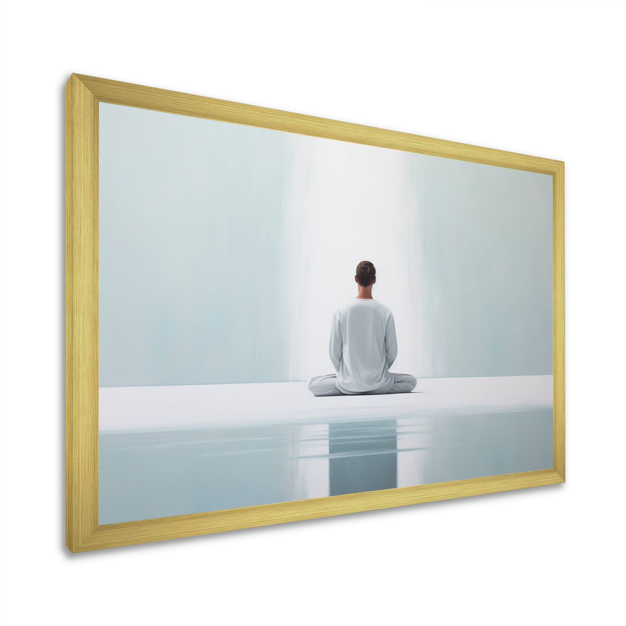 Designart "White Meditation Harmony Of Mind" Spiritual Framed Wall Art